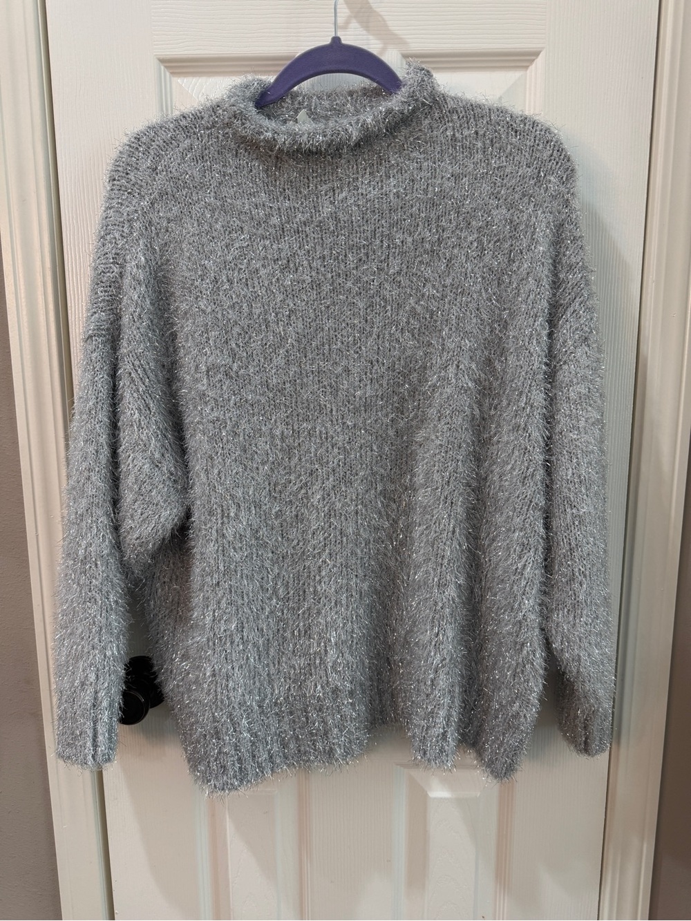 Cato Shaggy Mock Neck Sweater - Gray